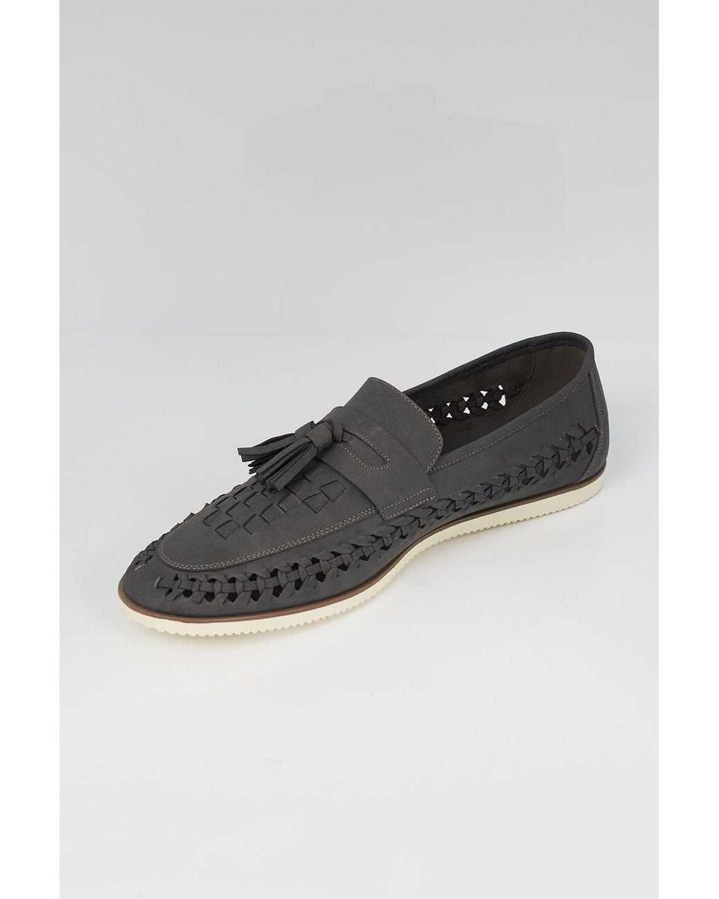 Brave Soul Black Faux Leather Woven Loafers for men