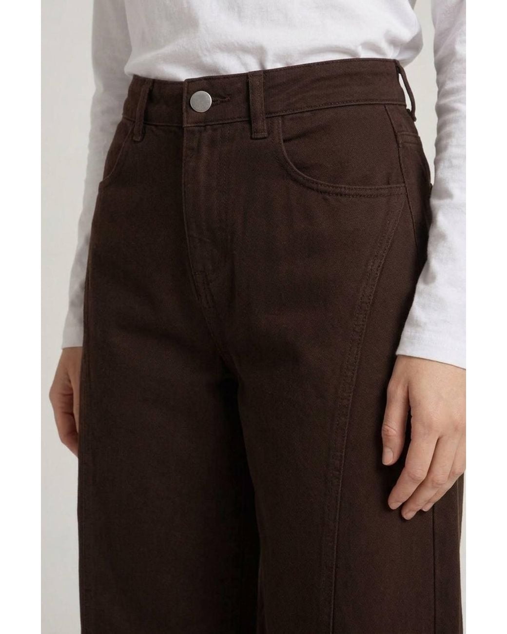 Izabel London Brown High Waist Barrel Leg Jeans