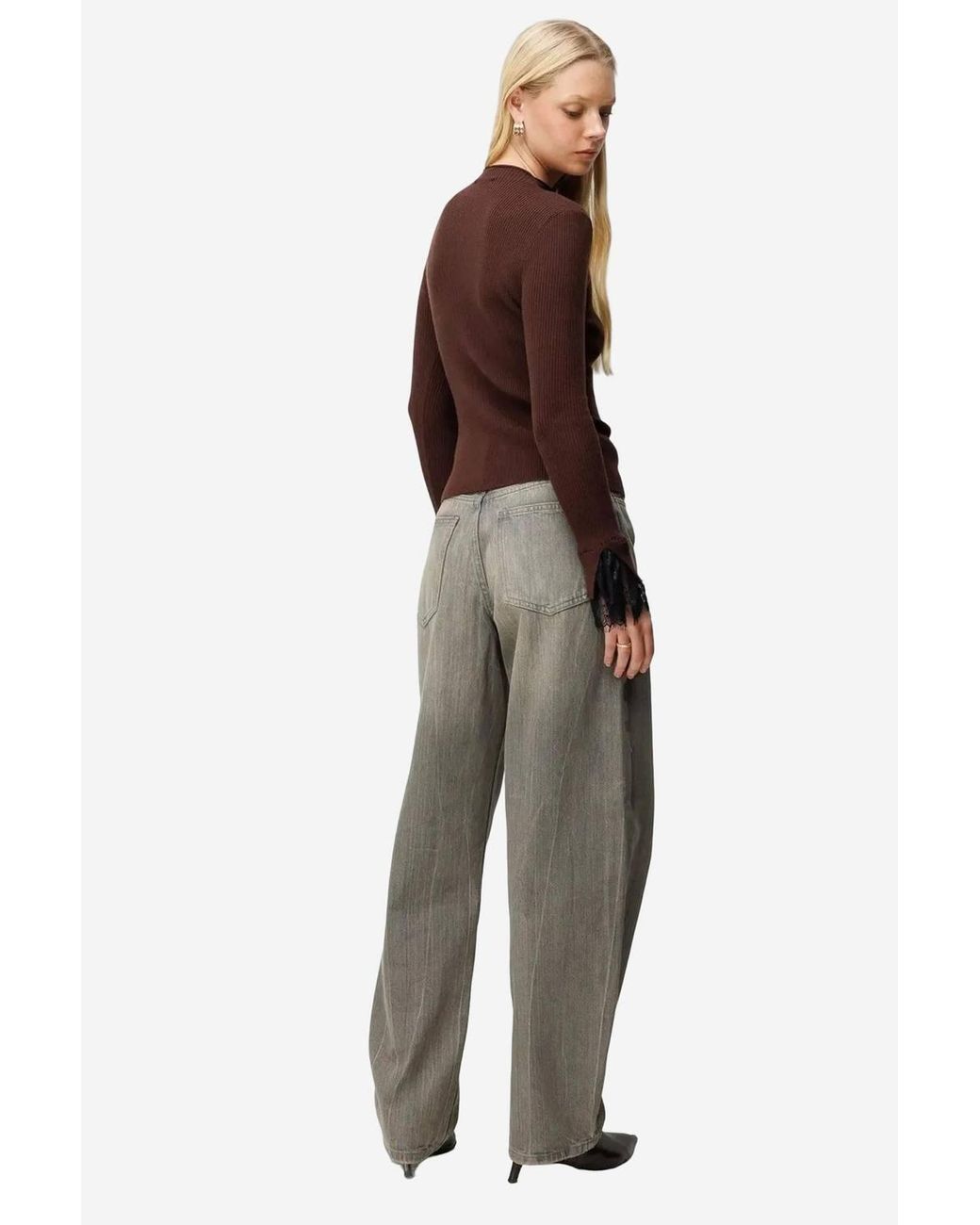 MixRay Brown Slim Fit Ribbed Knit Sweater With Crew Neck