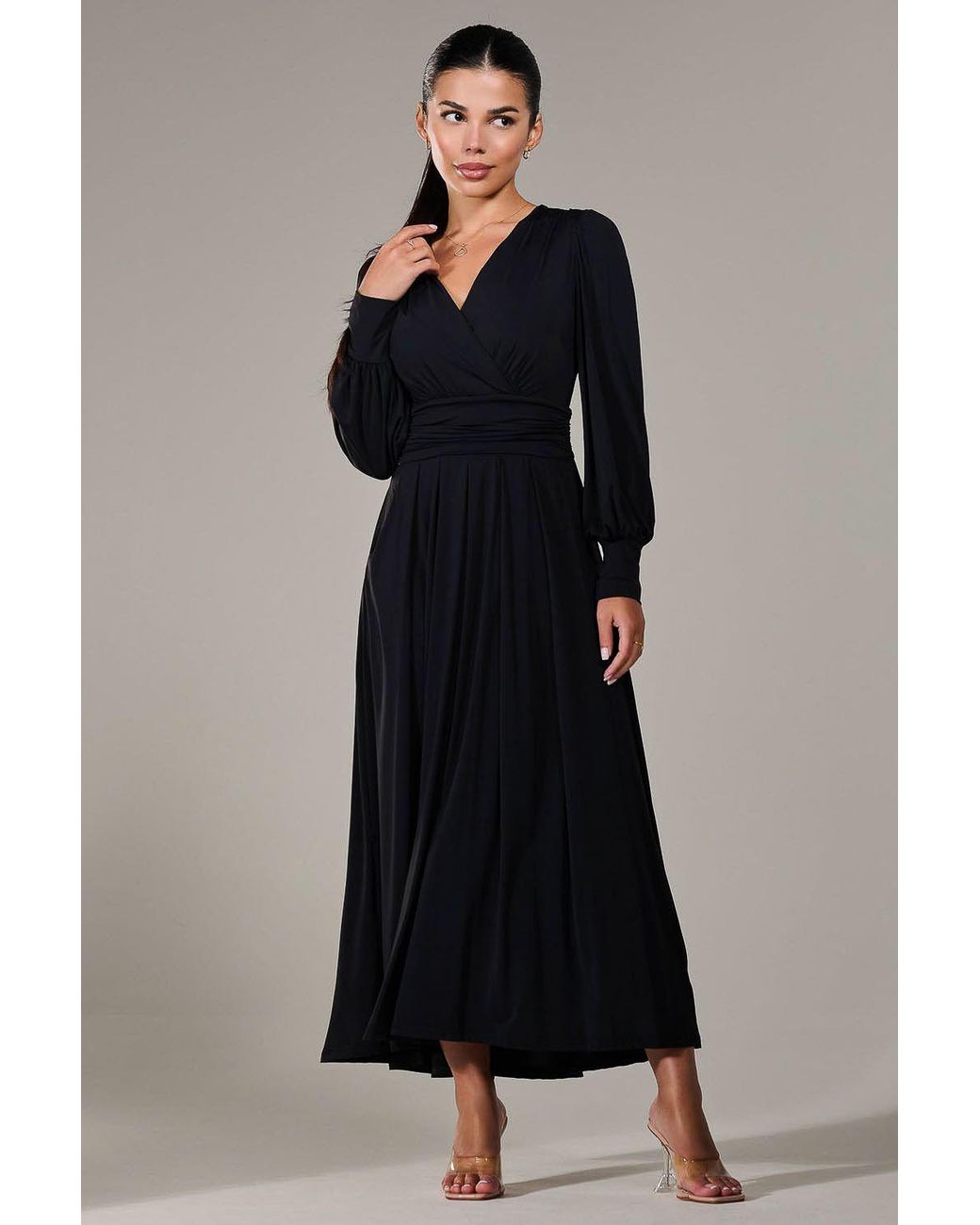 Jolie Moi Black Petite Long Sleeve Soft Silky Jersey Max