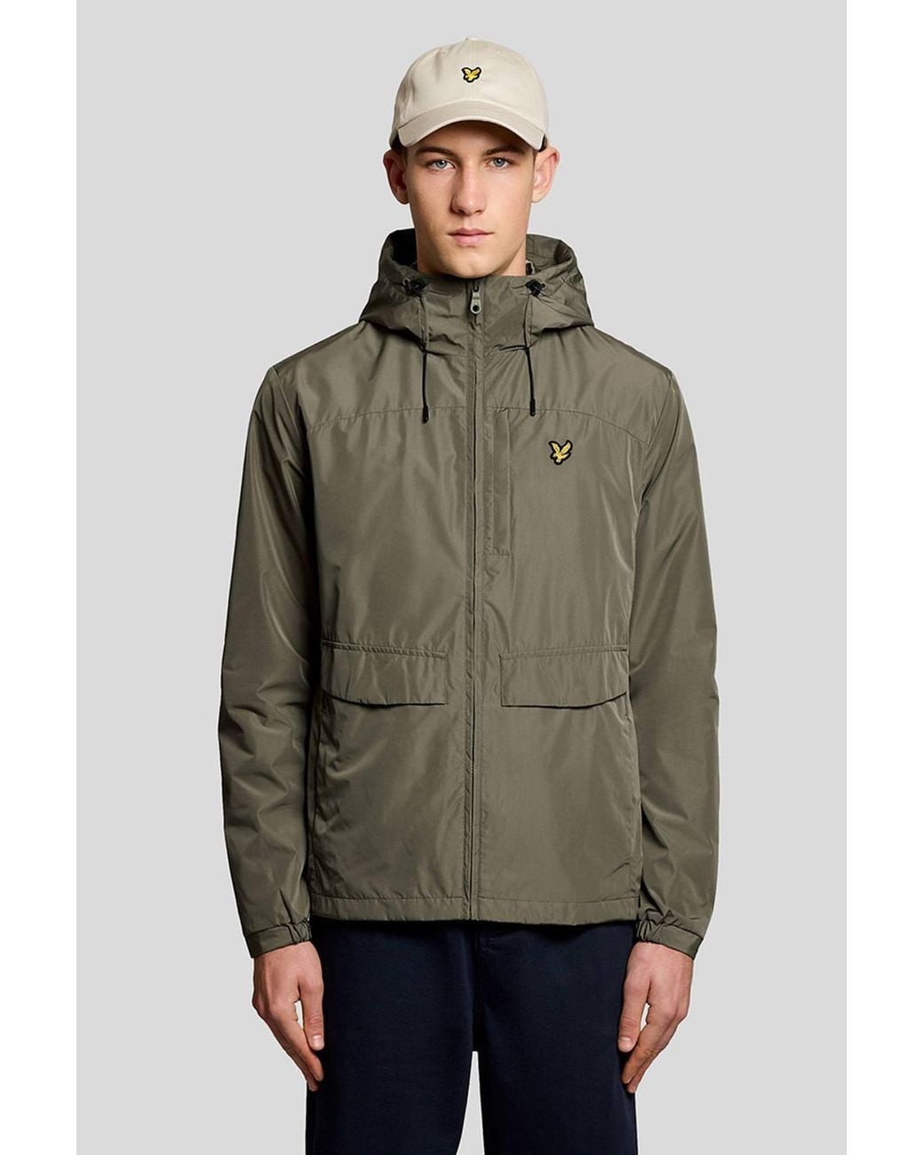 Lyle & Scott Green Lightweight Hooded Zip Through Jacket Ash for men