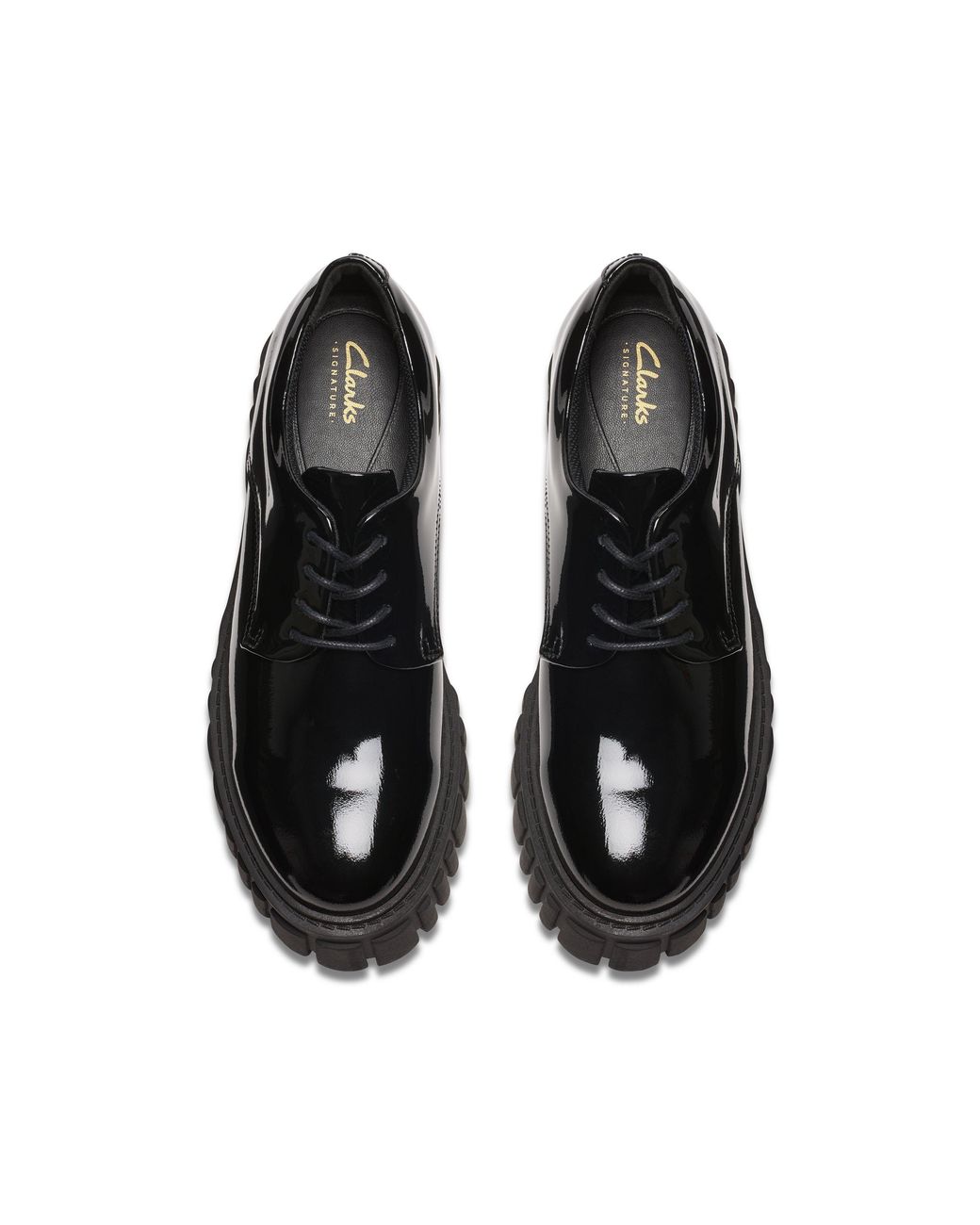 Clarks Black Page Walk Patent Derby Shoes