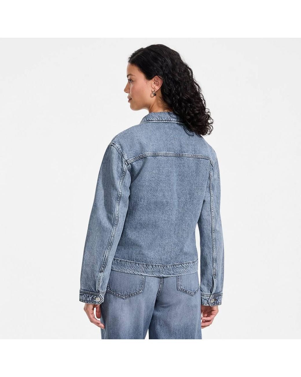 Lands' End Blue Linen Blend Jeans Jacket