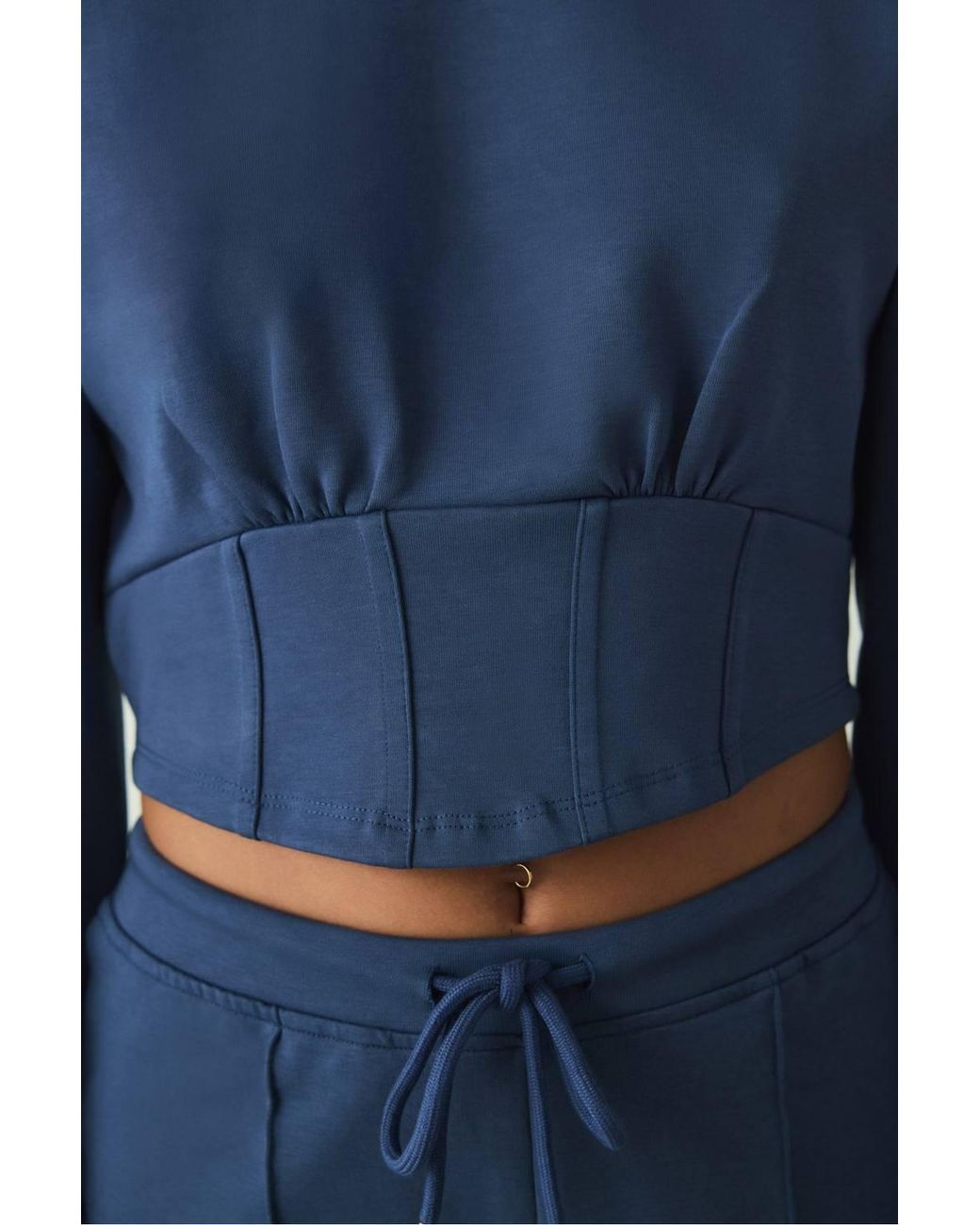 Penti Blue Belle Line Crew Neck Crop Sweatshirt