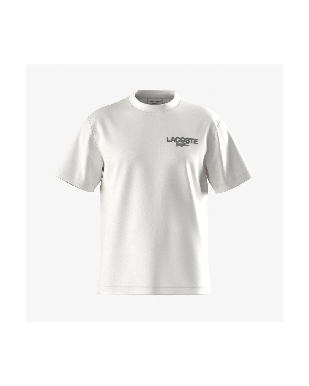 Lacoste White Back Print Graphic T-Shirt Flour for men