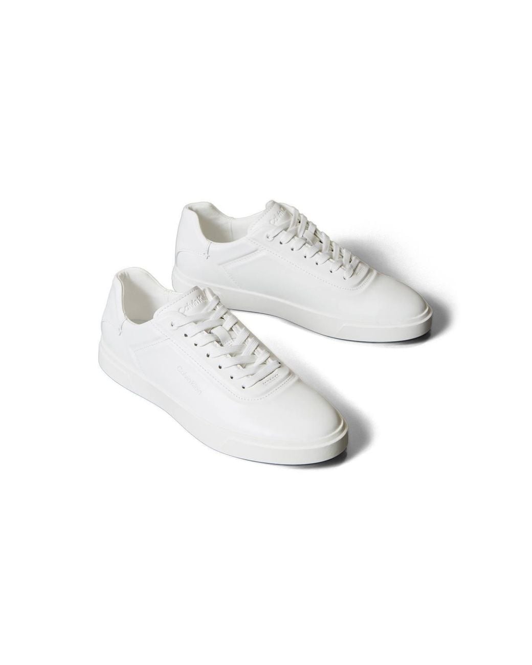 Calvin Klein White Low Profile Oxford Leather Trainers Triple Bright