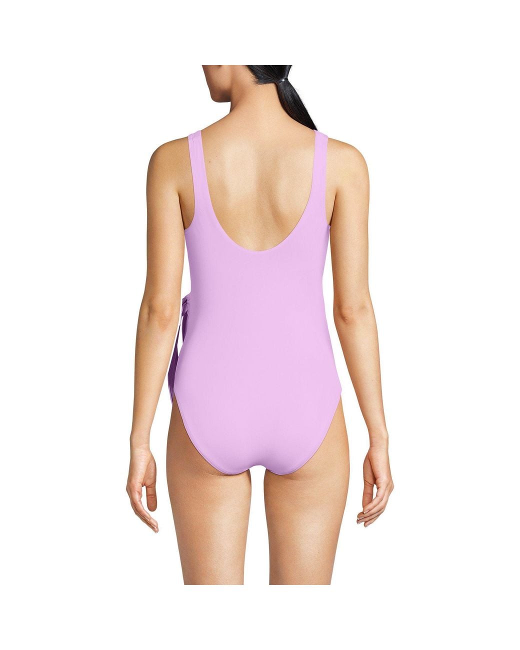 Lands' End Purple Side Tie Wrap Swimsuit, High Leg