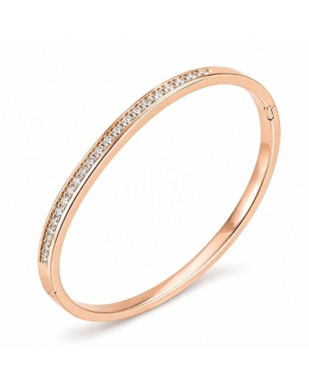 Lovii Brown Celeste Cubic Zirconia Titanium Steel Bangle