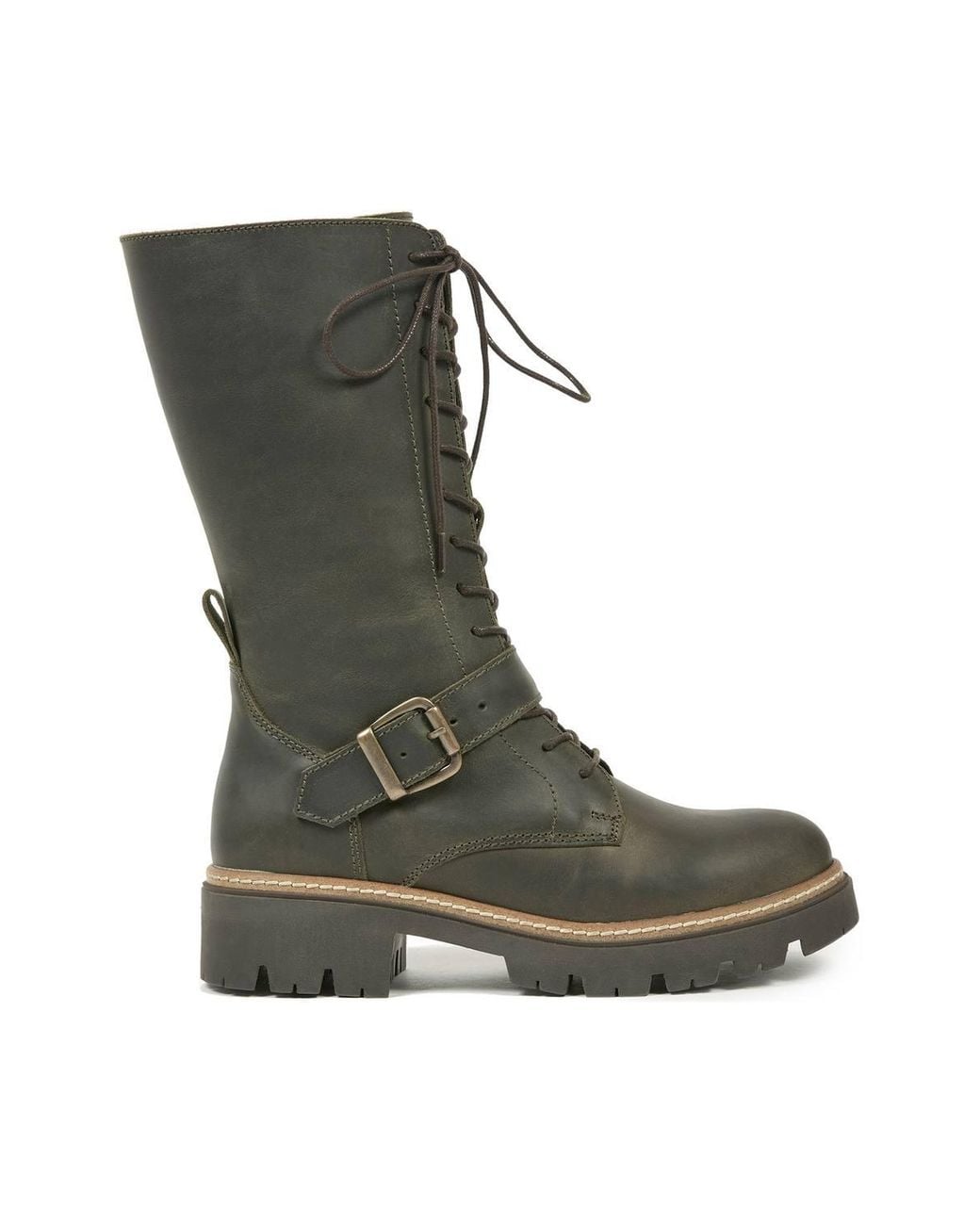 Celtic & Co. Green Strap Detail Mid Calf Boot