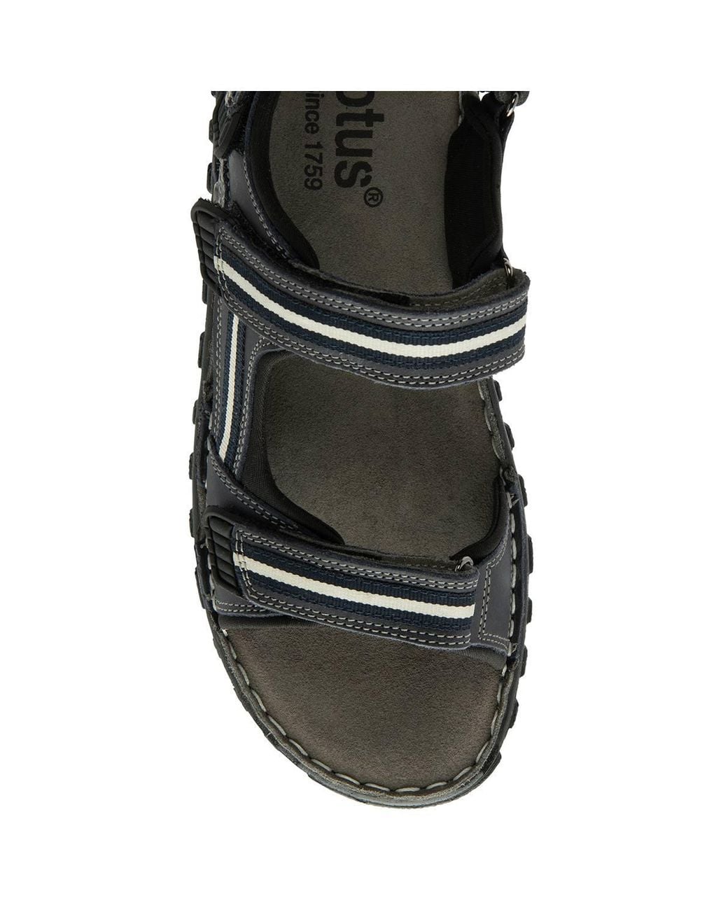 Lotus Black 'Gus' Leather Strap Sandals for men