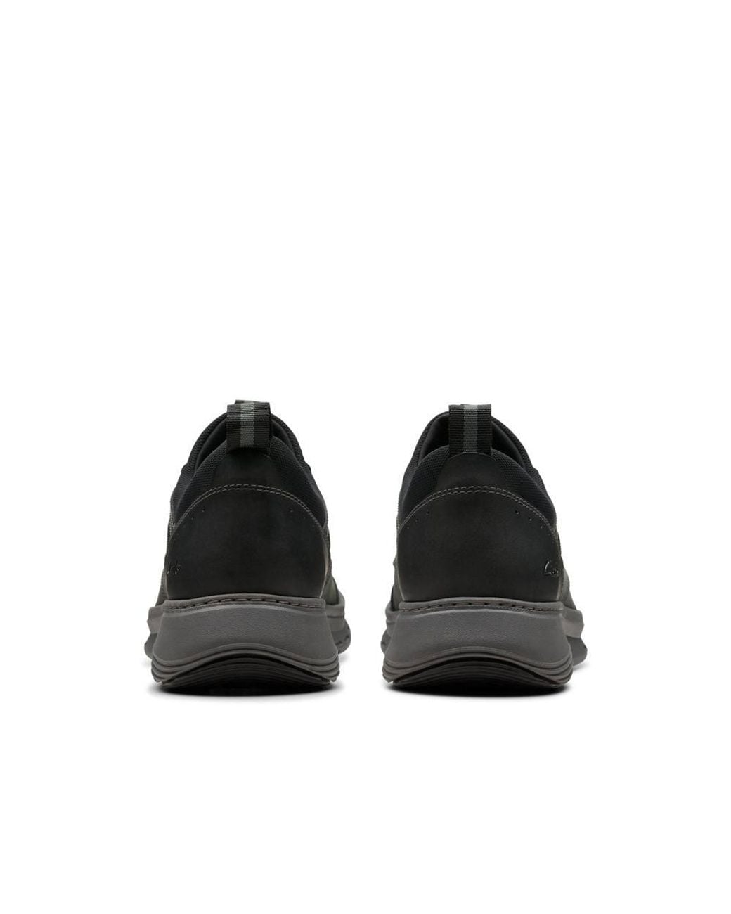 Clarks Black Motion Trek Ez Leather Trainers, Walking for men