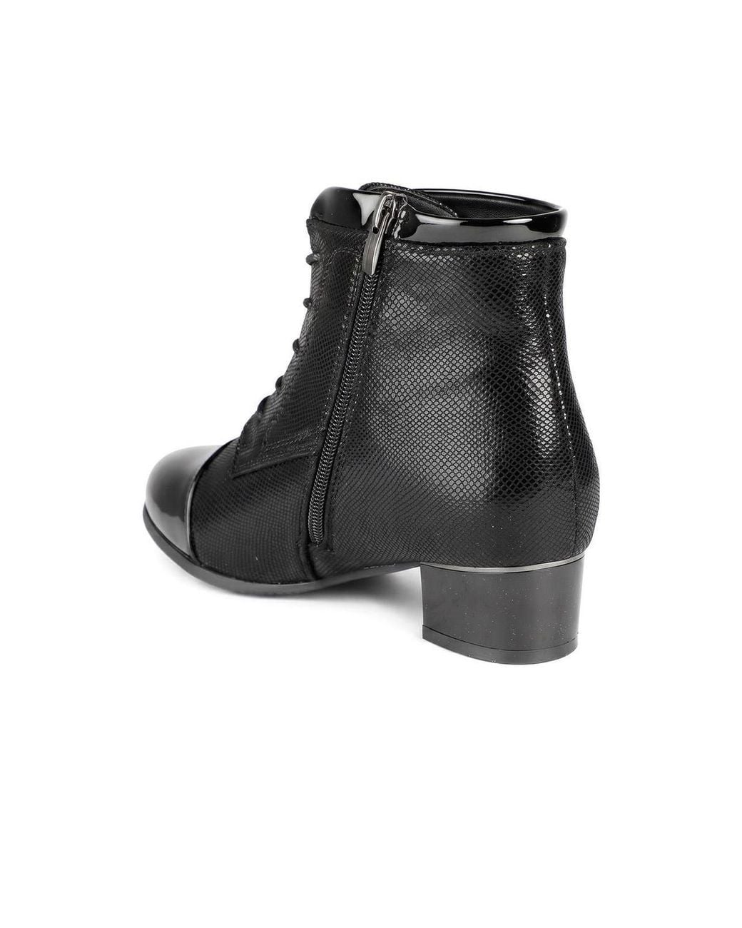 Pavers Black Wide Fit Smart Patent Toe Ankle Boots