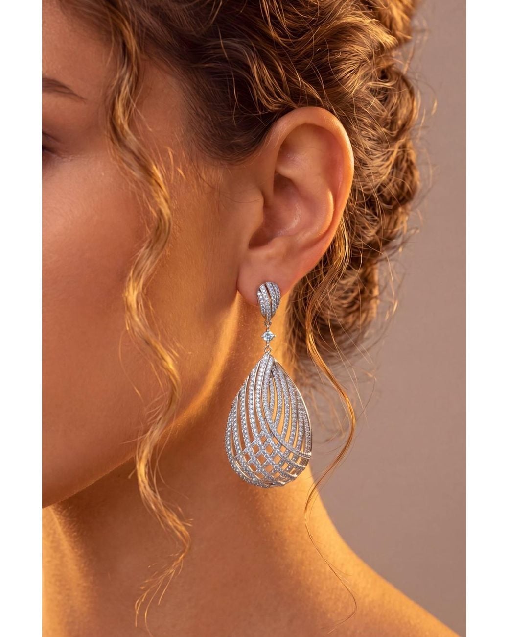 Latelita London White Vortex Teardrop Earrings Light Aquamarine