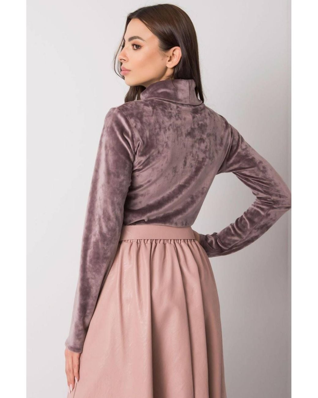 Love Lace Purple Velour Turtleneck Long Sleeve Top