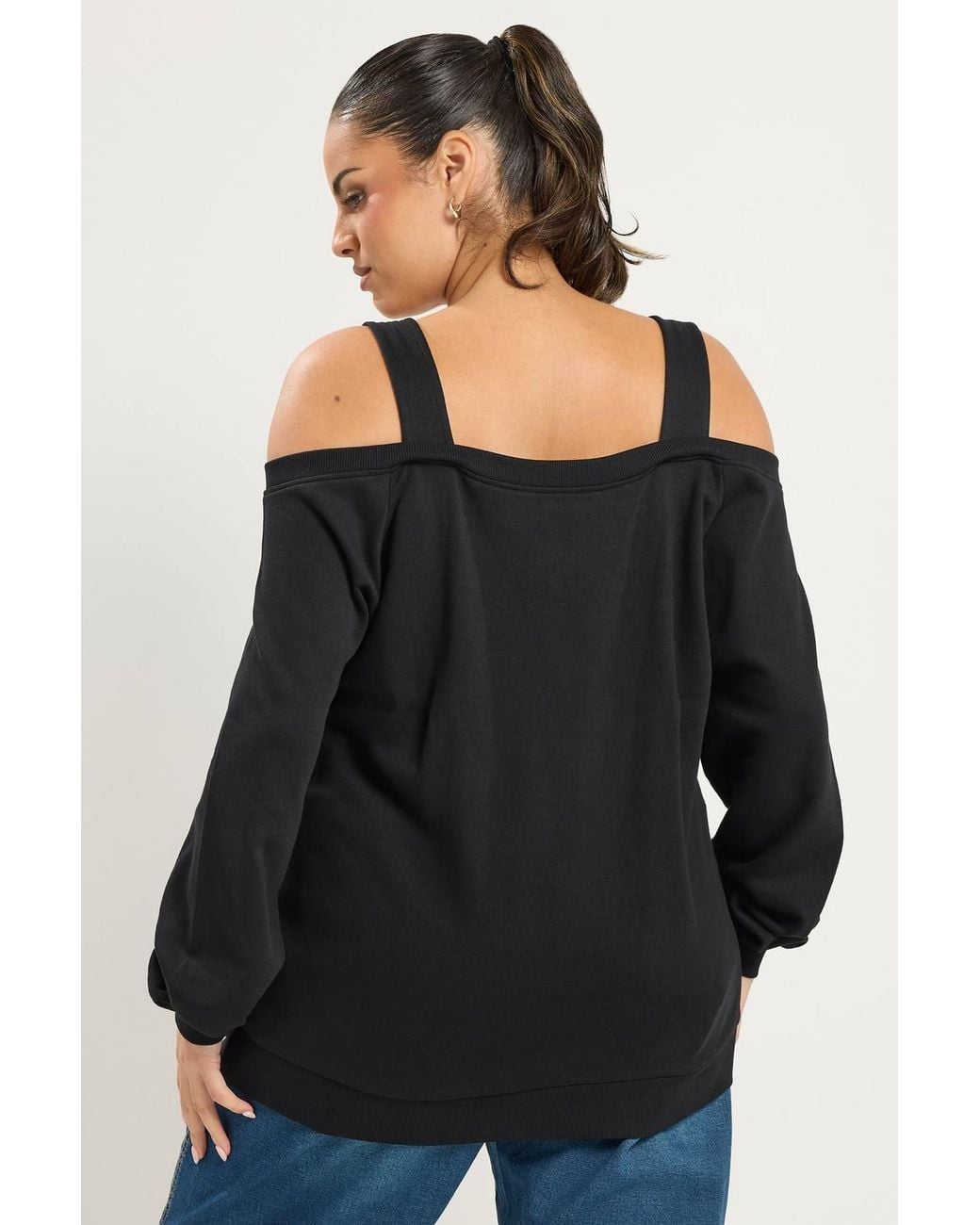 Yours Black Off Shoulder V-Neck Sweatshirt