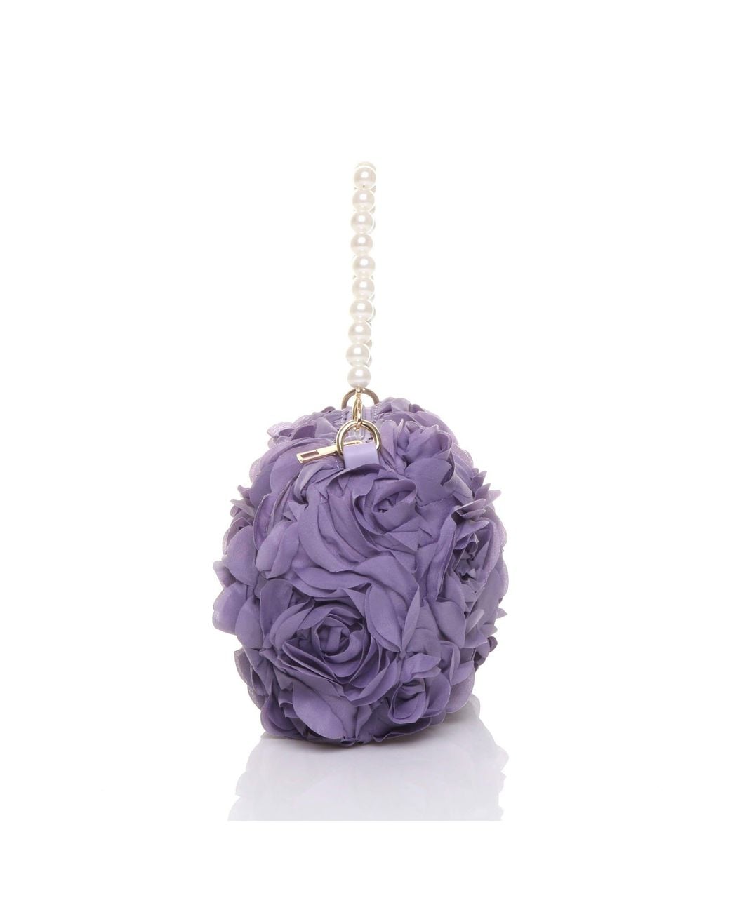AJVANI Purple Flower Rose Ruffle Wedding Evening Clutch Bag