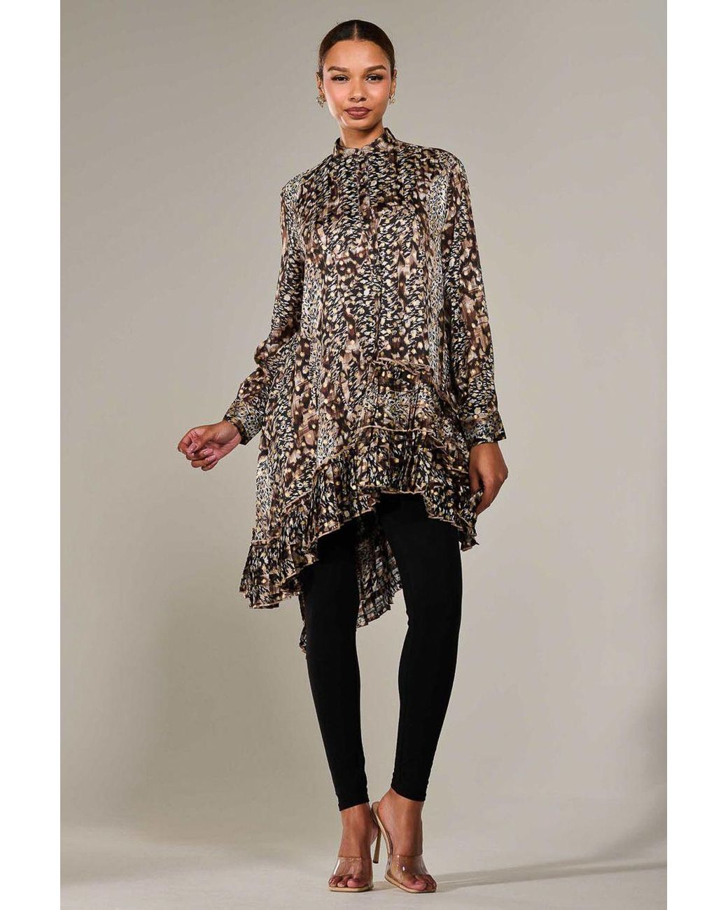 Jolie Moi Natural Dipped Hem Shirt Midi Dress