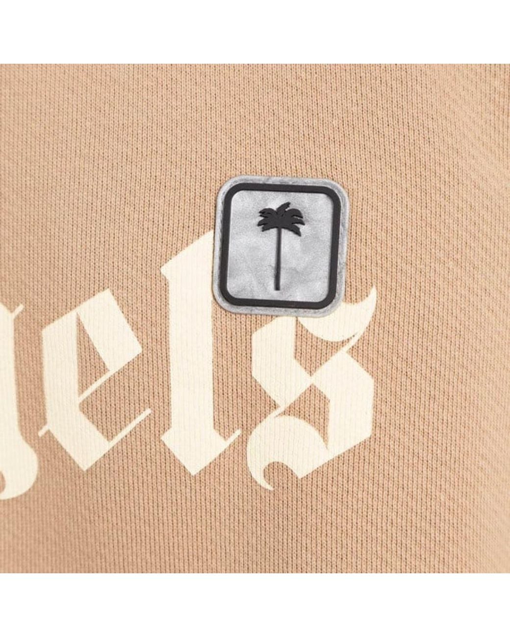 Palm Angels Natural Split Shark Branded Logo Cream Sweatshirt for men