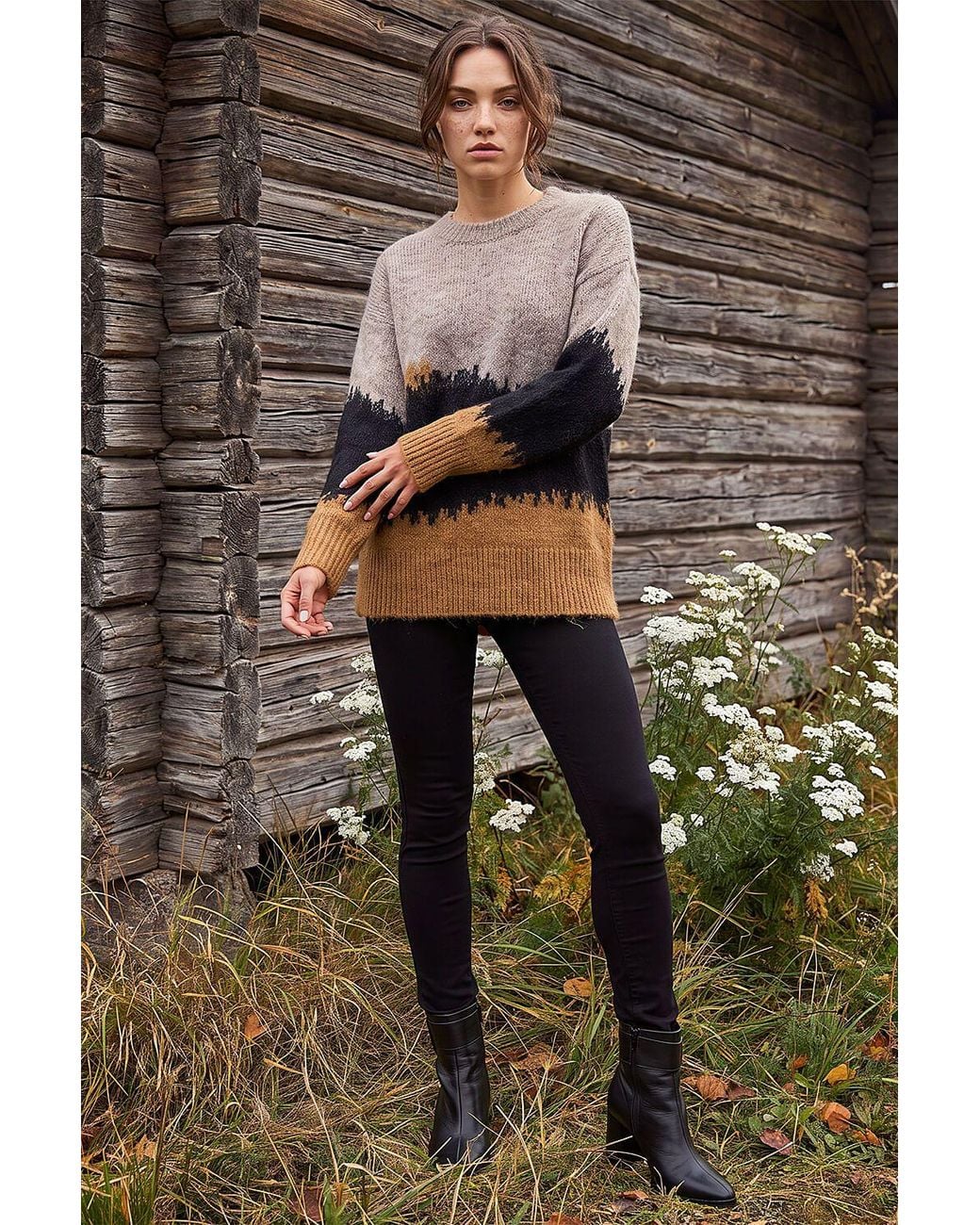 Roman Gray Petite Abstract Knit Jumper