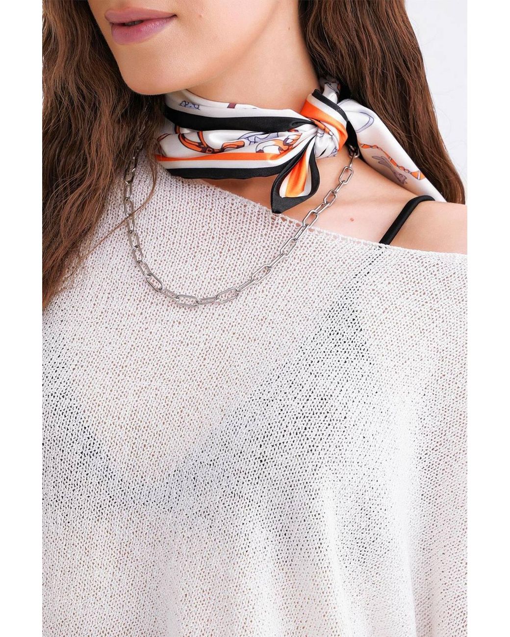 MixRay White Oversized Boat Neck Knit Sweater