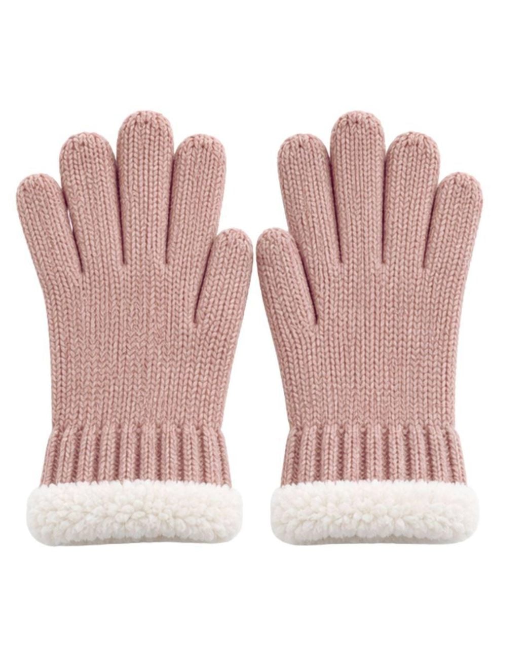 Love EMVY Pink Wool Blend Knitted Winter Gloves With Soft Fleece Cuff