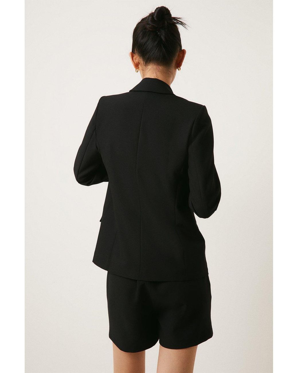 Oasis Petite Boyfriend Tailored Stretch Blazer in Black