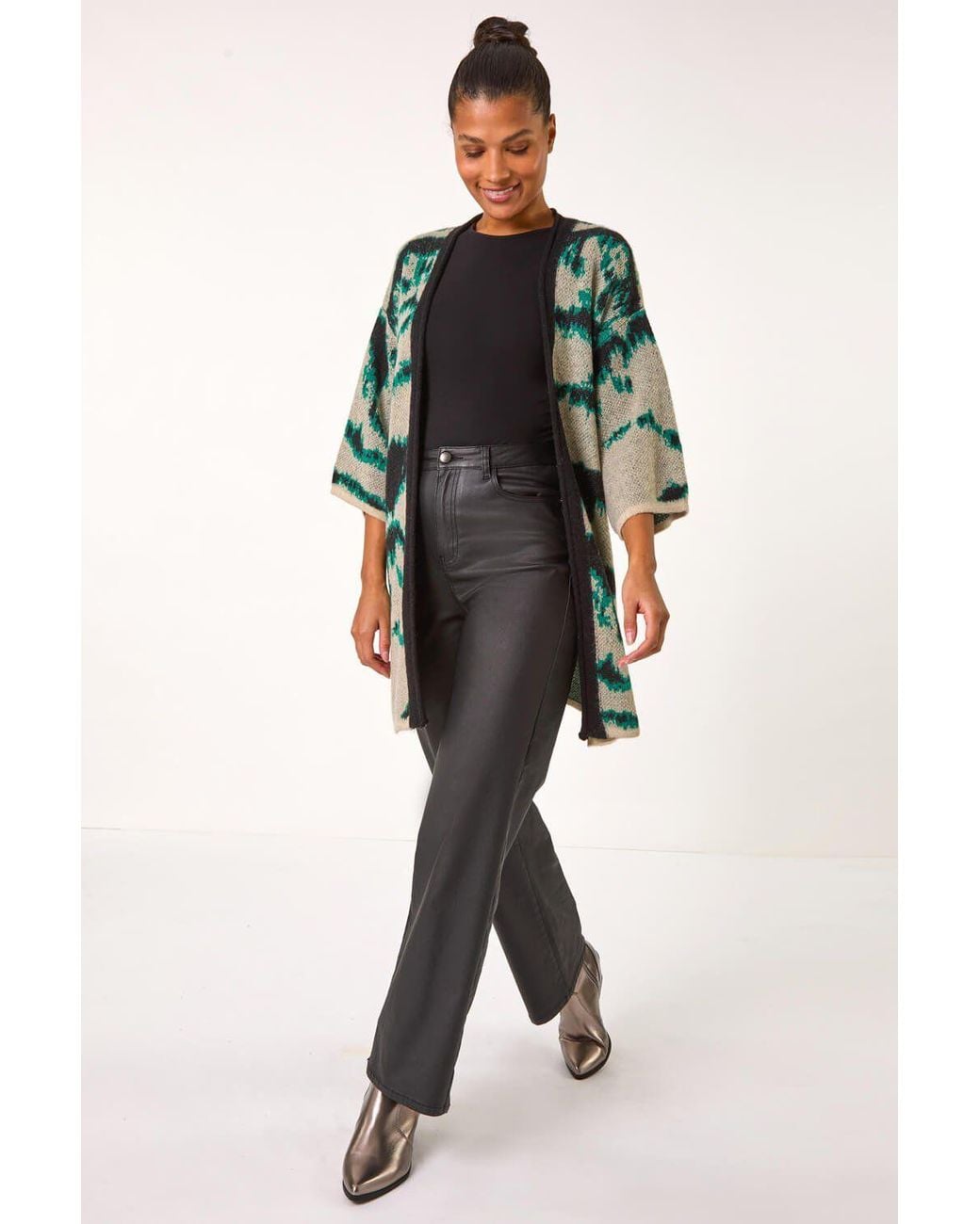 Roman Green Abstract Print Knit Cover Up