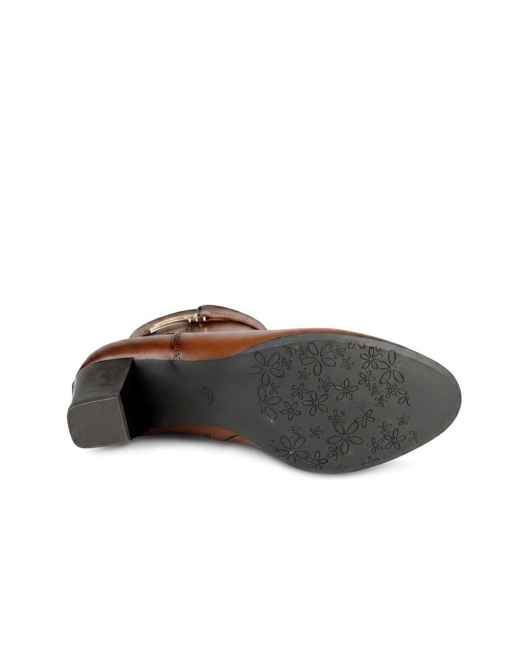 Pavers Brown Smart Block Heel Ankle Boots With Buckle Detail