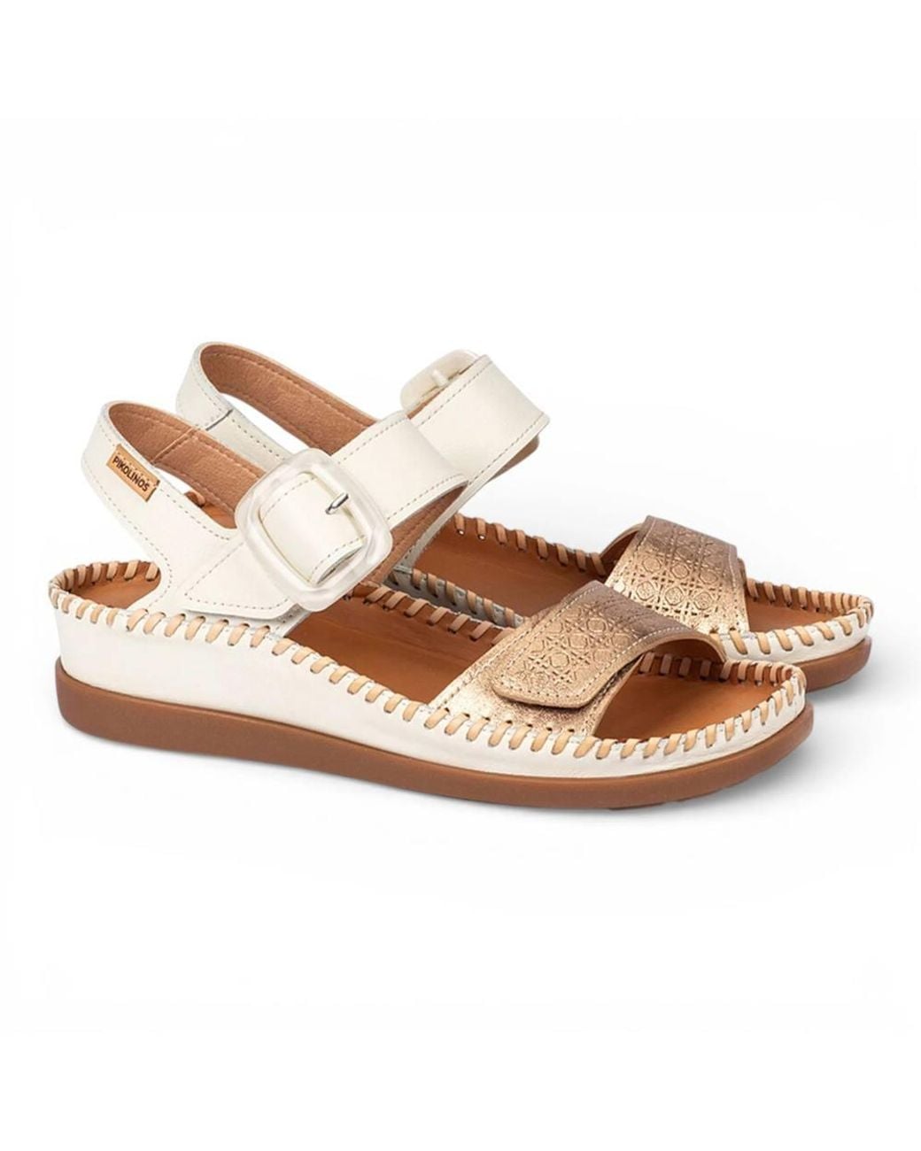 TruClothing White Leather Lightweight Summer Wedge Sandals