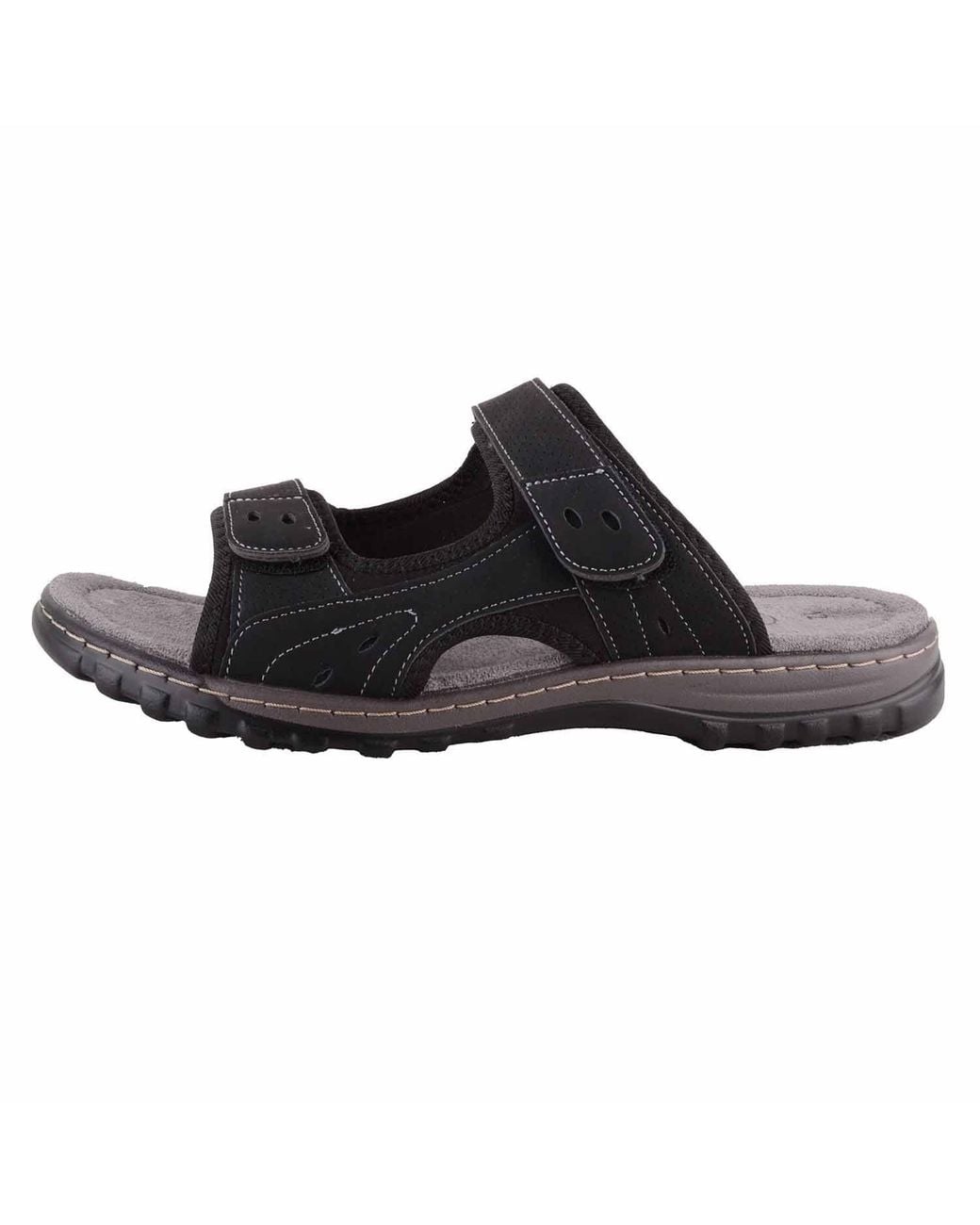 Absolute Footwear Black Ultra Lightweight Touch & Close Twin Strap Slip On Mule Sandals for men
