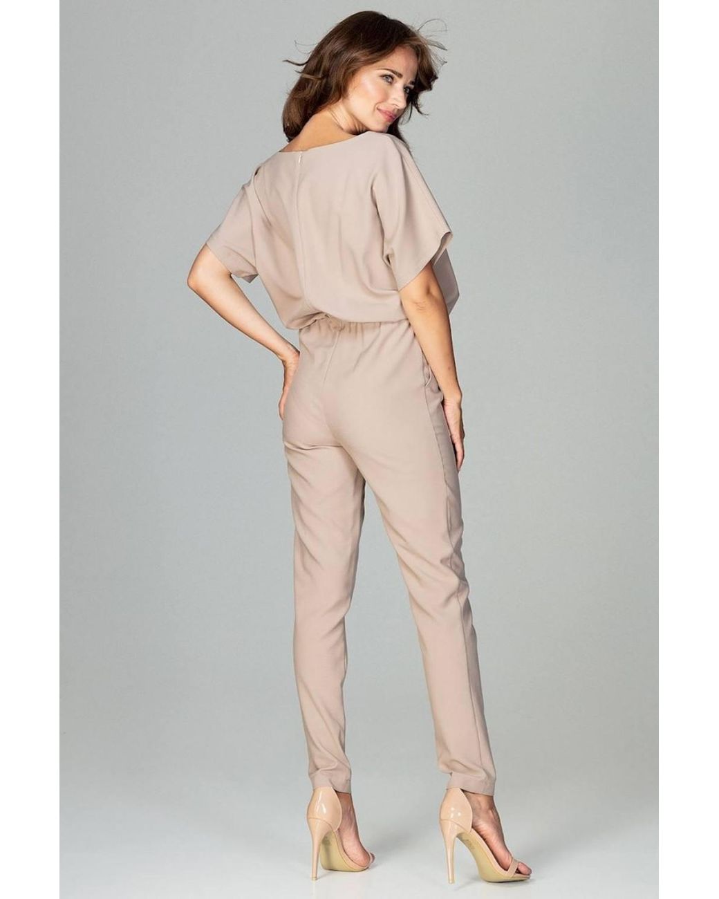 Love Lace Gray Classic Kimono Sleeve Overalls With Covered Zip