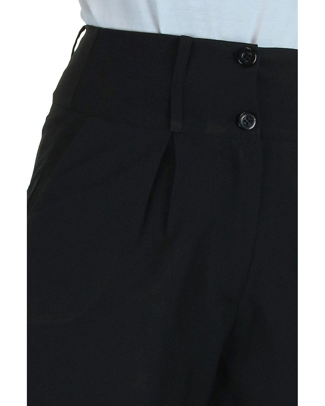 Paulo Due Black Tailored Wide Leg Knee Shorts