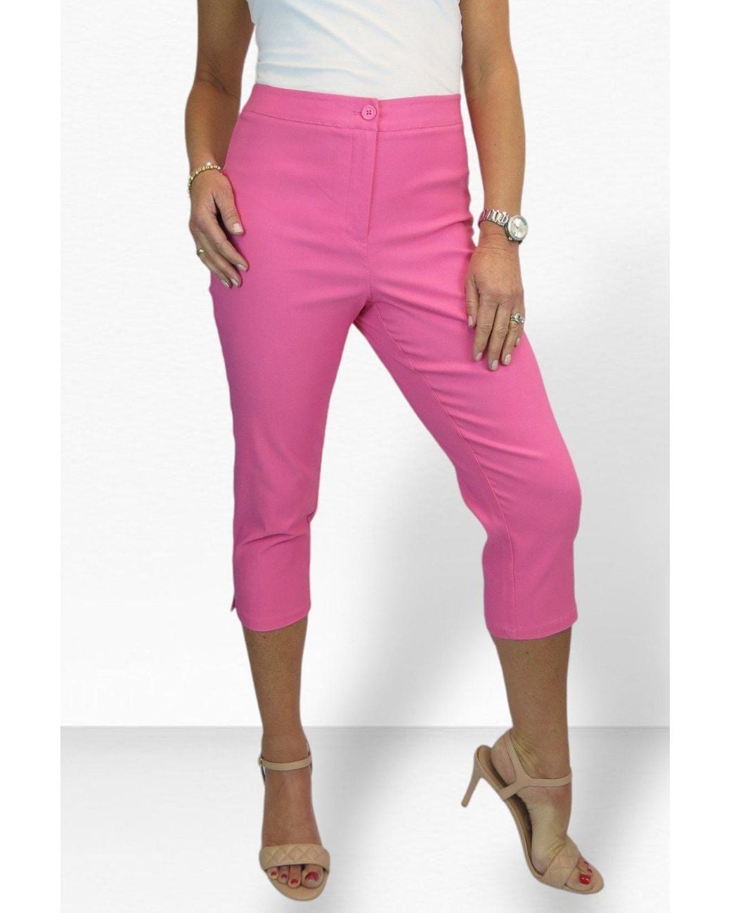 Paulo Due Pink Slim Fit Stretch Cropped Trousers
