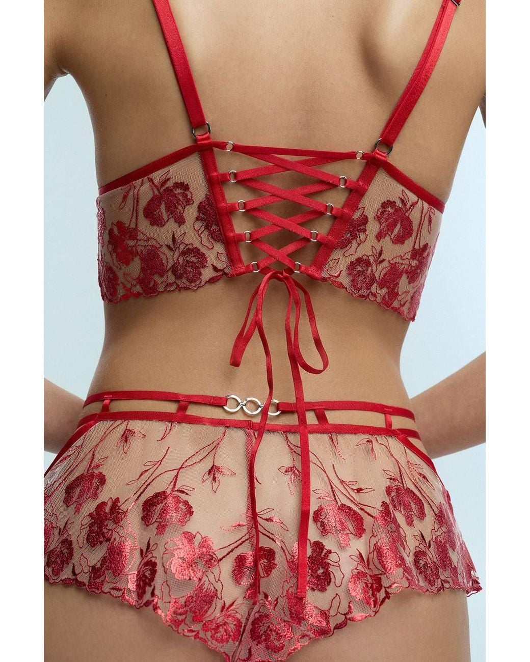 Penti Red Rhea Floral Low Waist Shorts