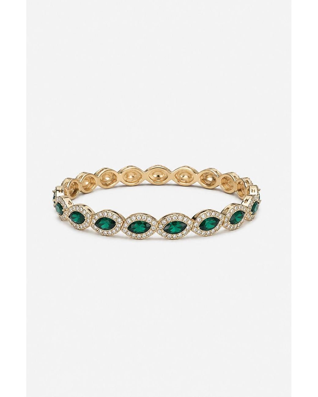 Jon Richard Metallic Plated & Emerald Navette Stretch Bracelet