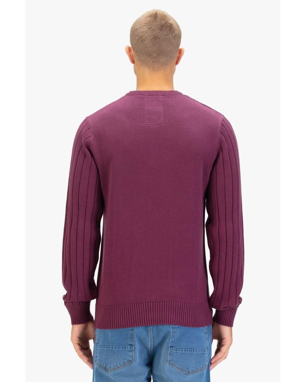 Luke 1977 Purple Mitcham Cable Knit Jumper for men