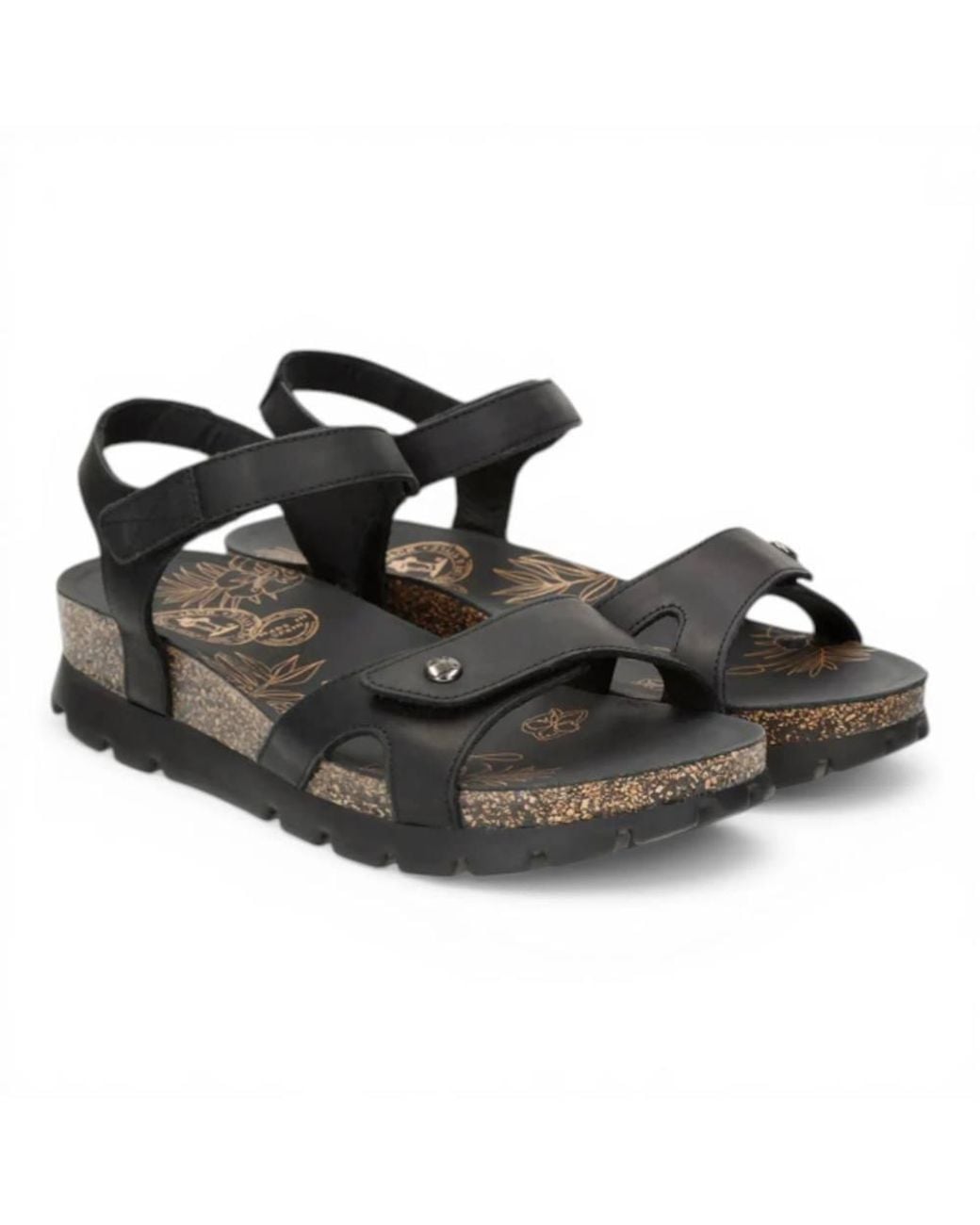 TruClothing Black Sulia B2 Wedge Leather Platform Sandals