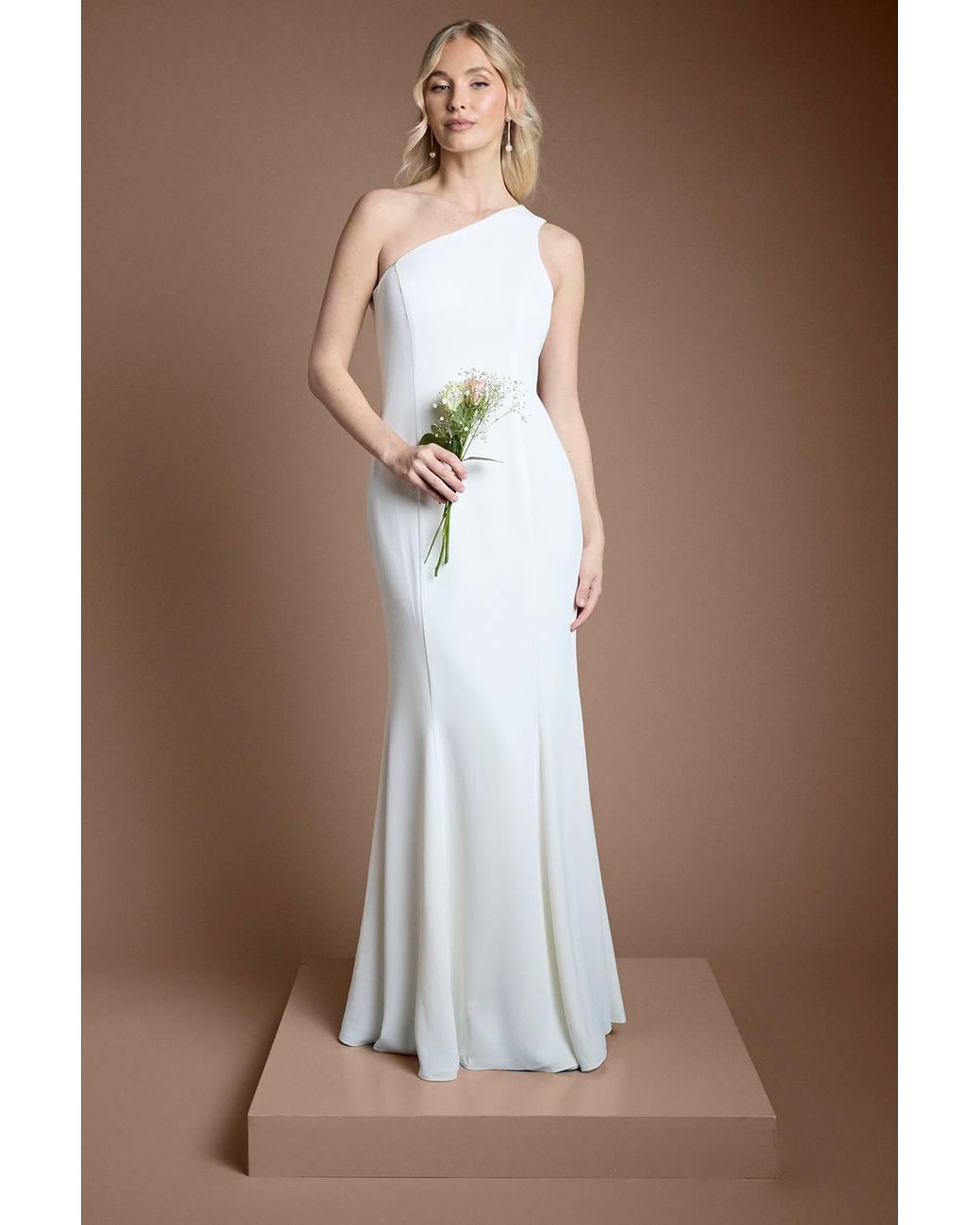 Oasis Brown One Shoulder Wedding Dress