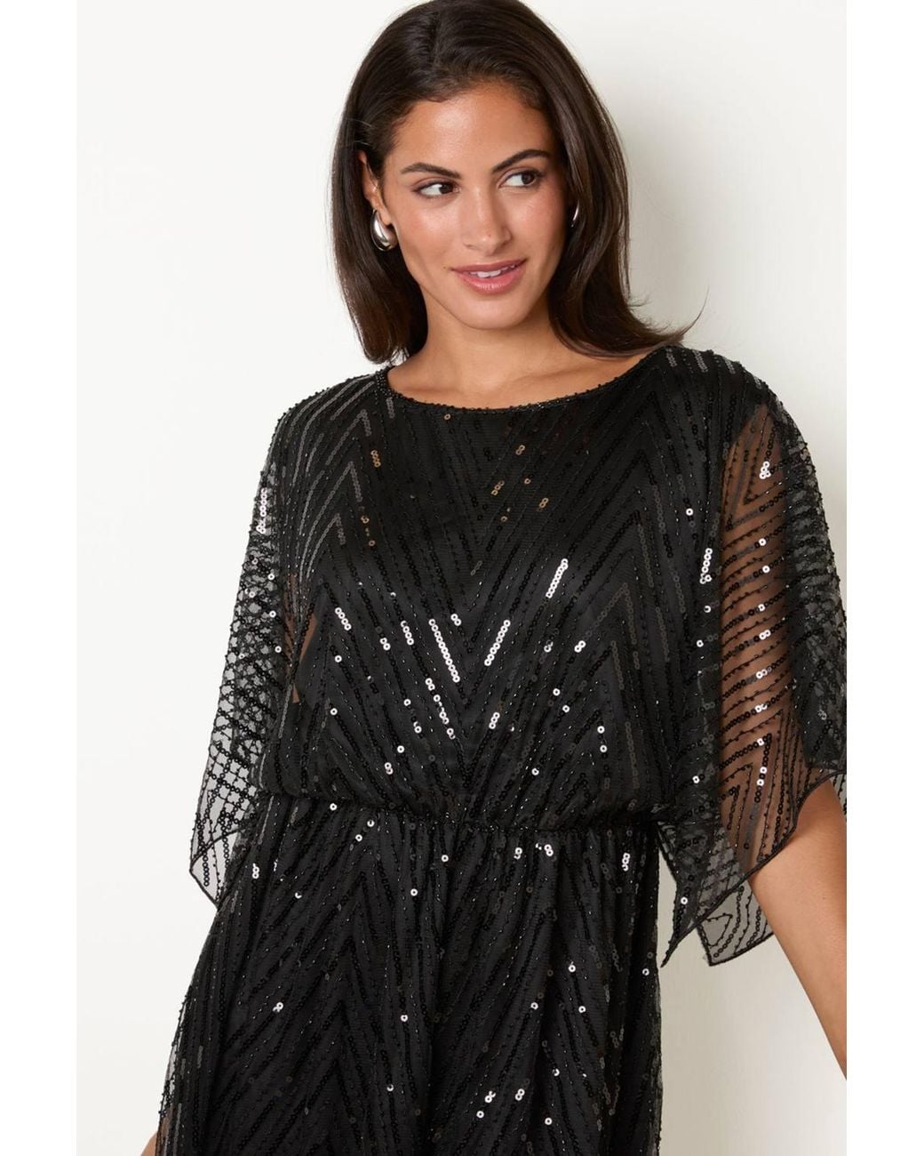 Blue Vanilla Black Elasticated Waist Short Sleeve Round Neck Mini Dress