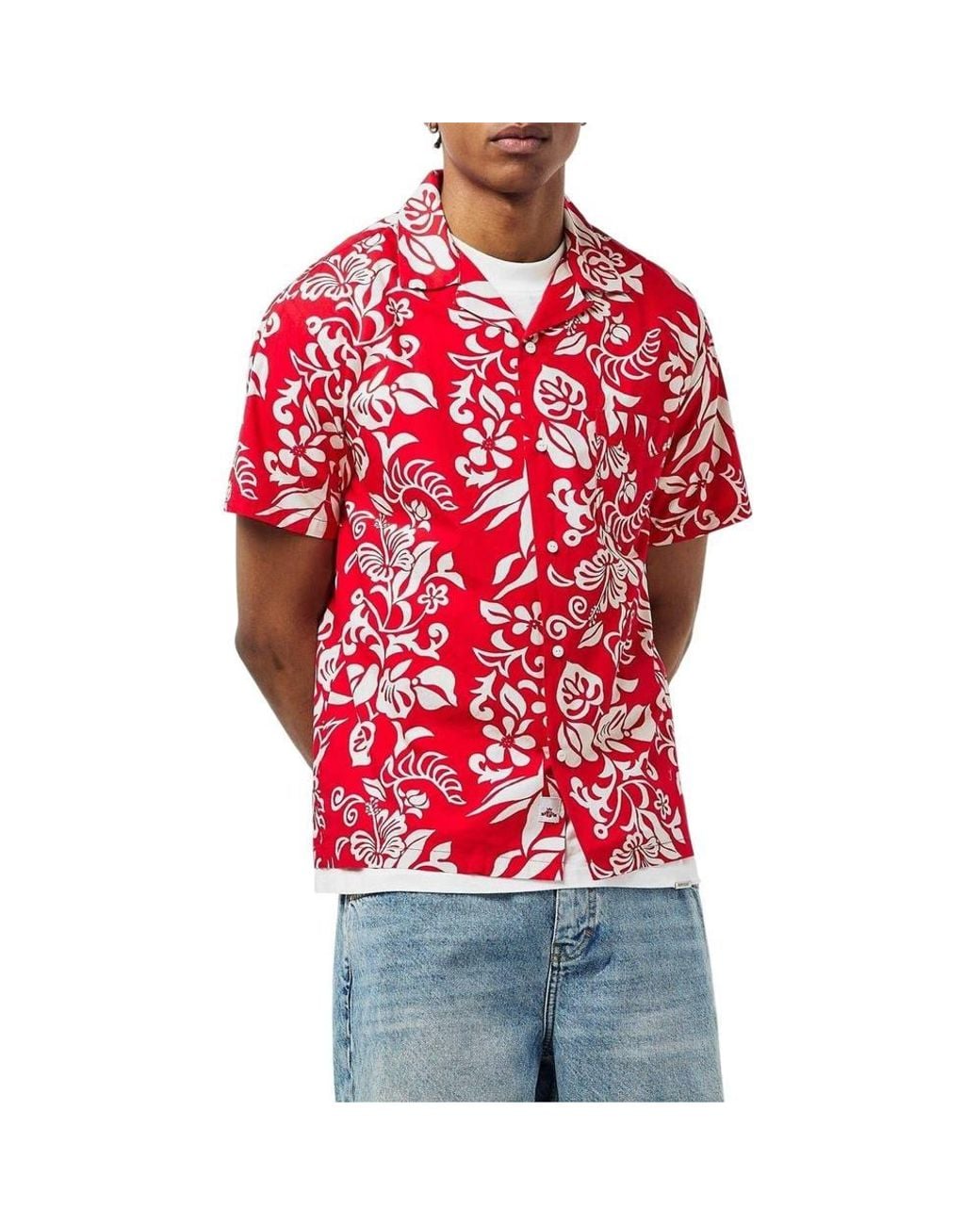 Replay Red Hawaiian Short-Sleeved Shirt for men