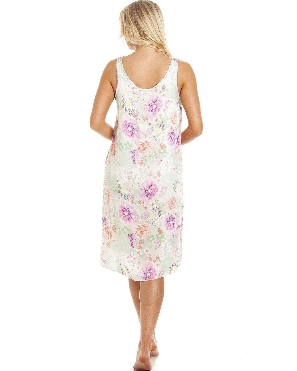 CAMILLE White Classic Sleeveless Floral Print Chemise