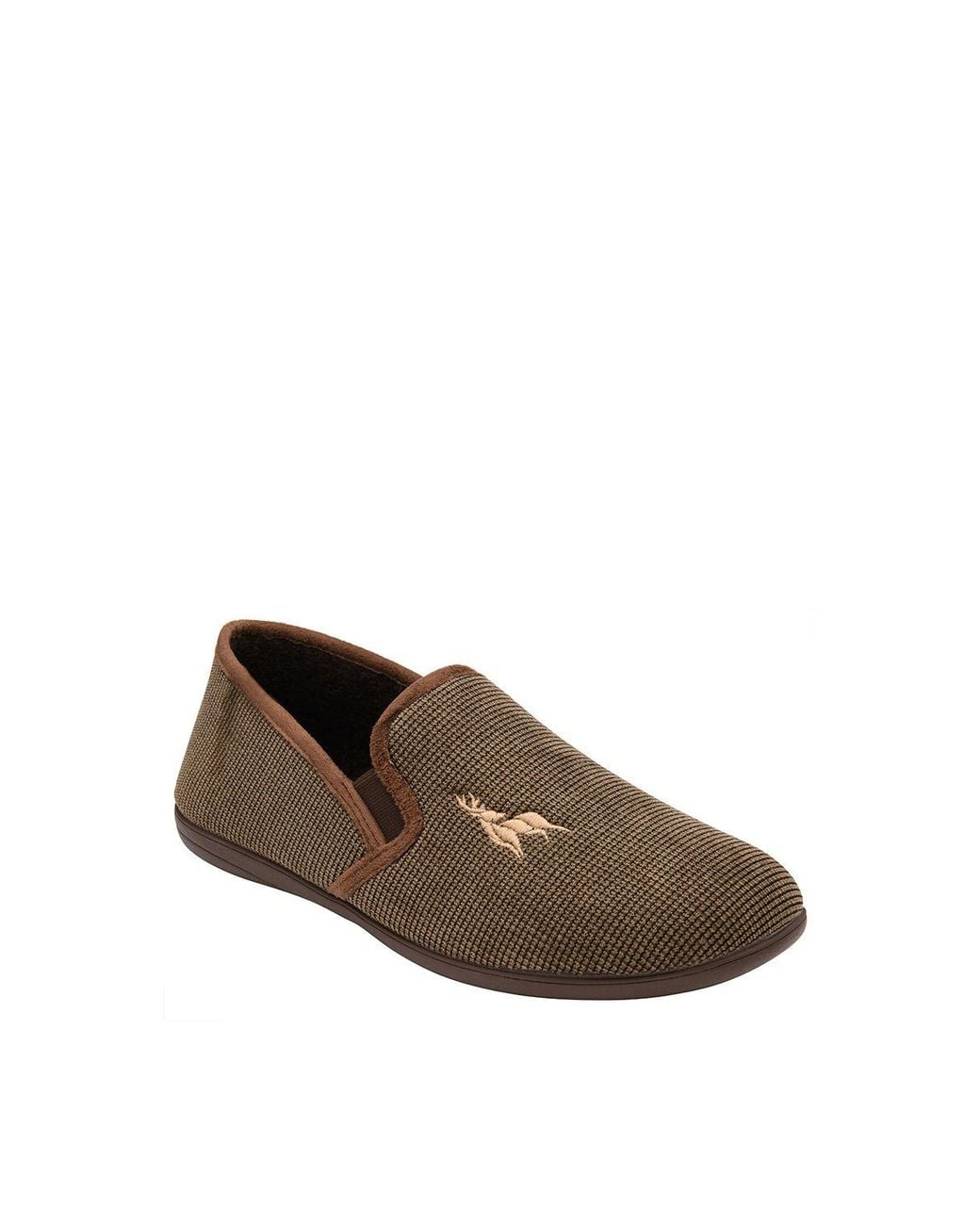 Lotus Brown 'Davida' Textile Full Slippers for men