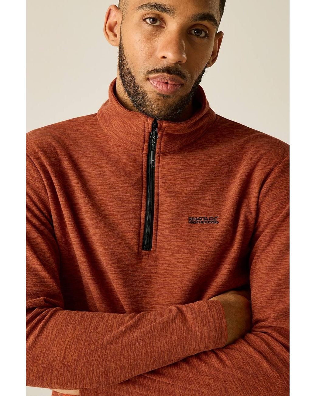 Regatta Brown Thompson Marl Lightweight Half Zip Fleece for men