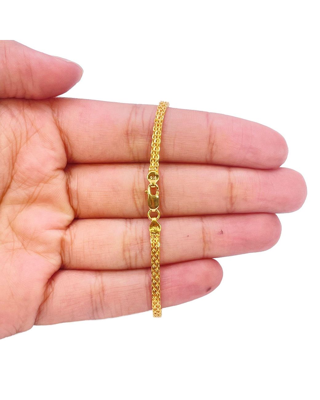 Raina Jewels Metallic 22Ct Flat High Polished Chain Bracelet 7 Inches 2.4Mm Wide