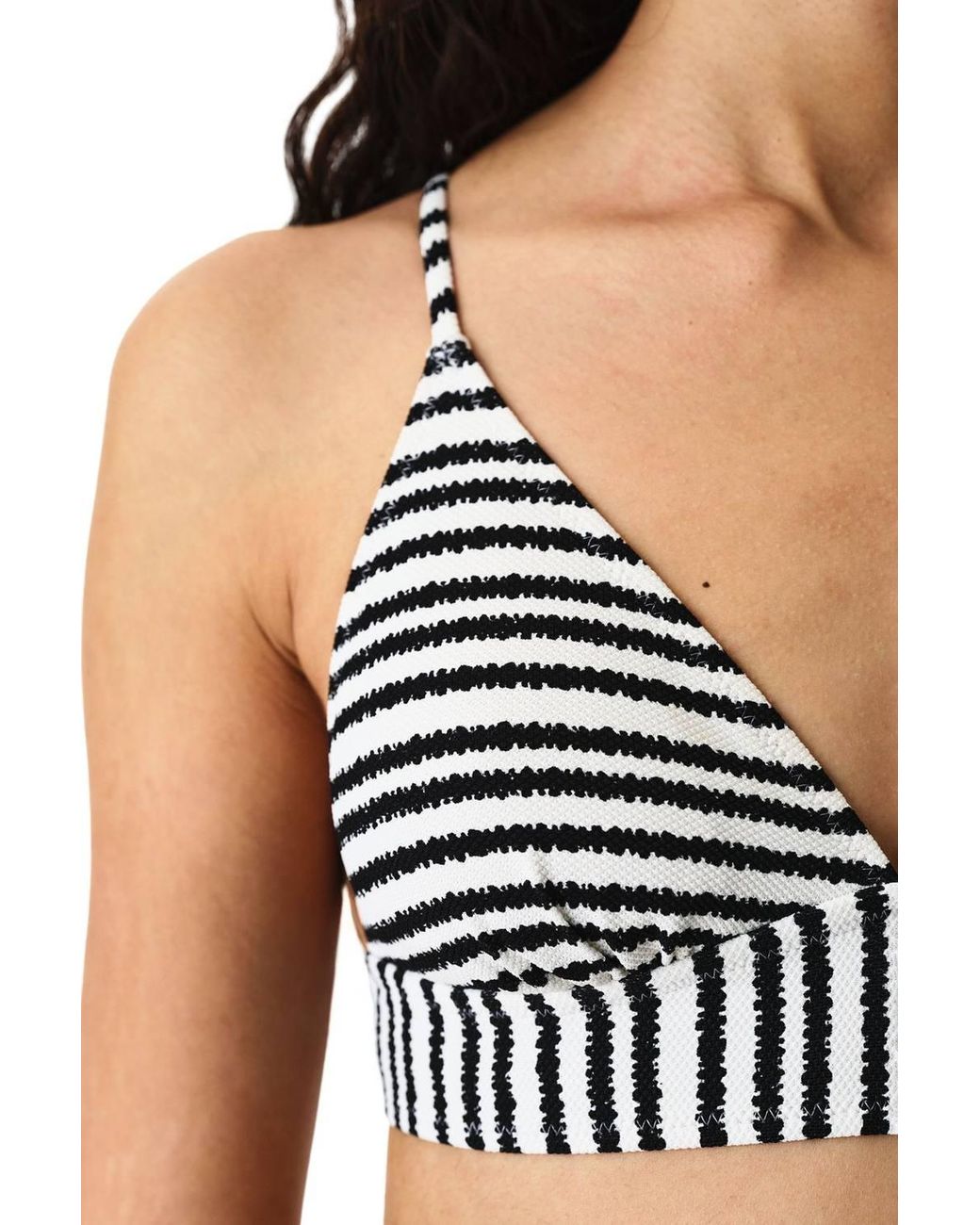 Penti Black Ringel Striped Textured Bralette Bikini Top