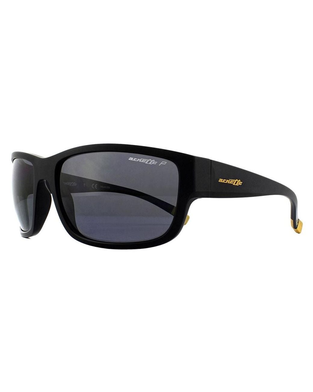 Arnette Black Rectangle Polarized 4256 Bushwick Sunglasses for men