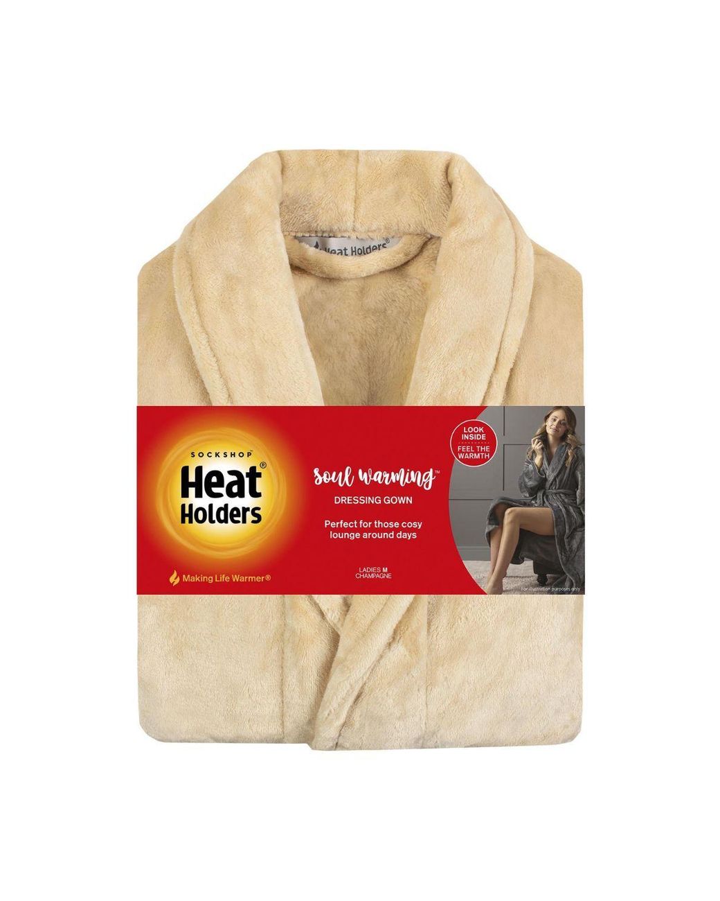 Heat Holders Natural Soft Fleece Warm Bathrobe Dressing Gown For Winter