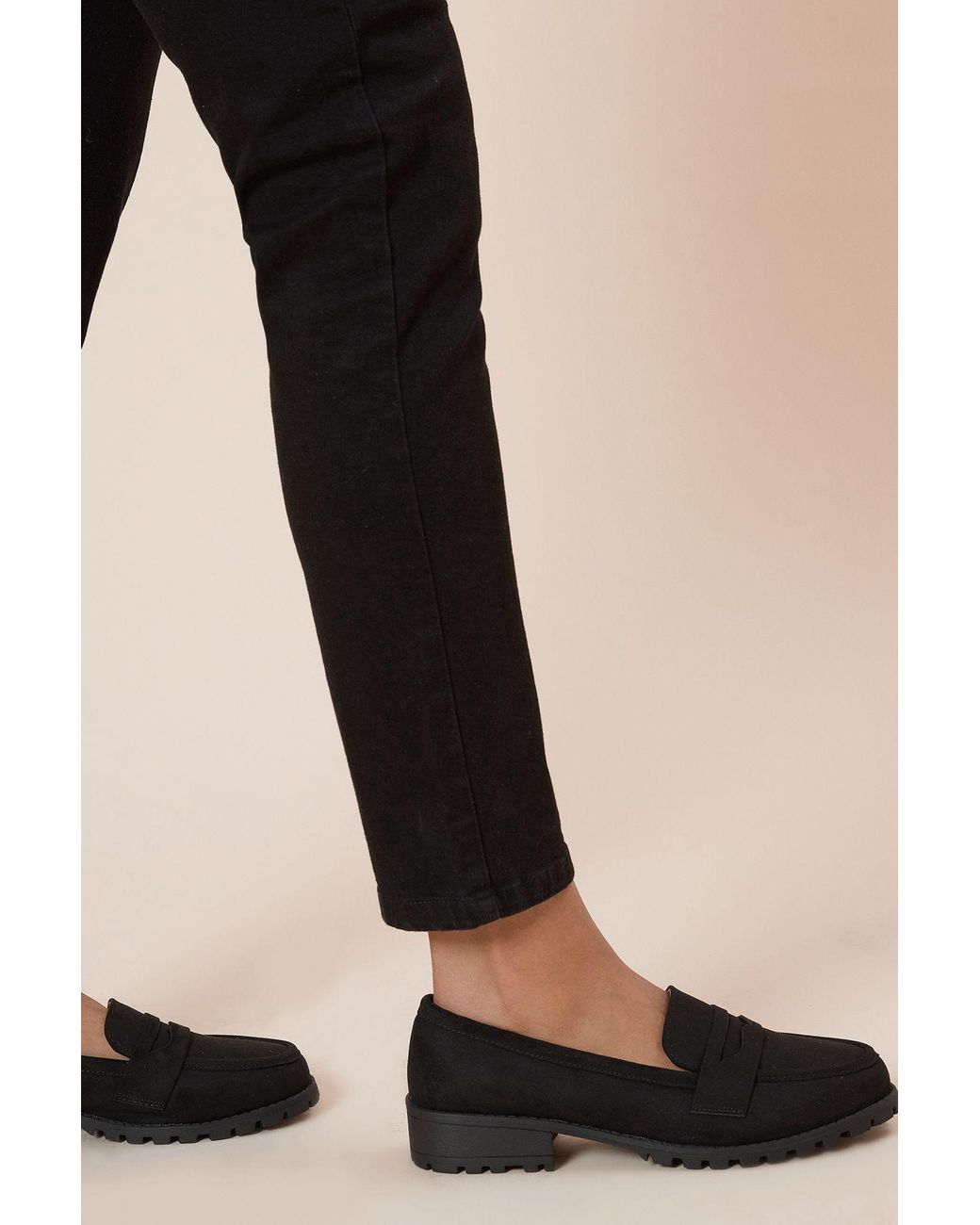 Dorothy Perkins Black Wide Fit Leoni Chunky Loafers
