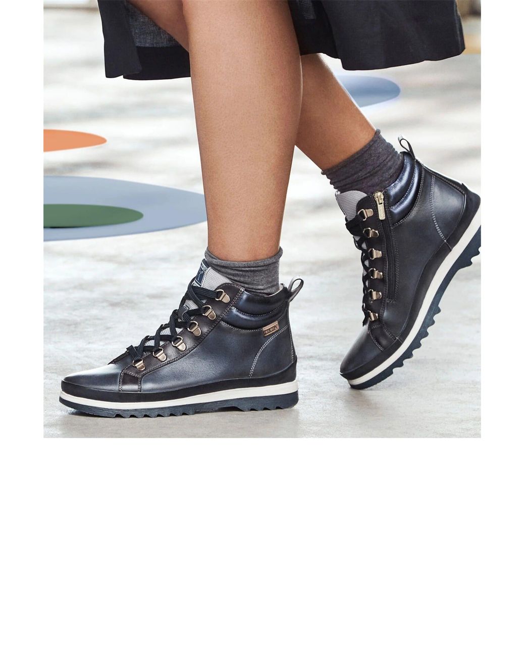 Infinity Leather Blue Pikolinos Leather Ankle Trainers Boots