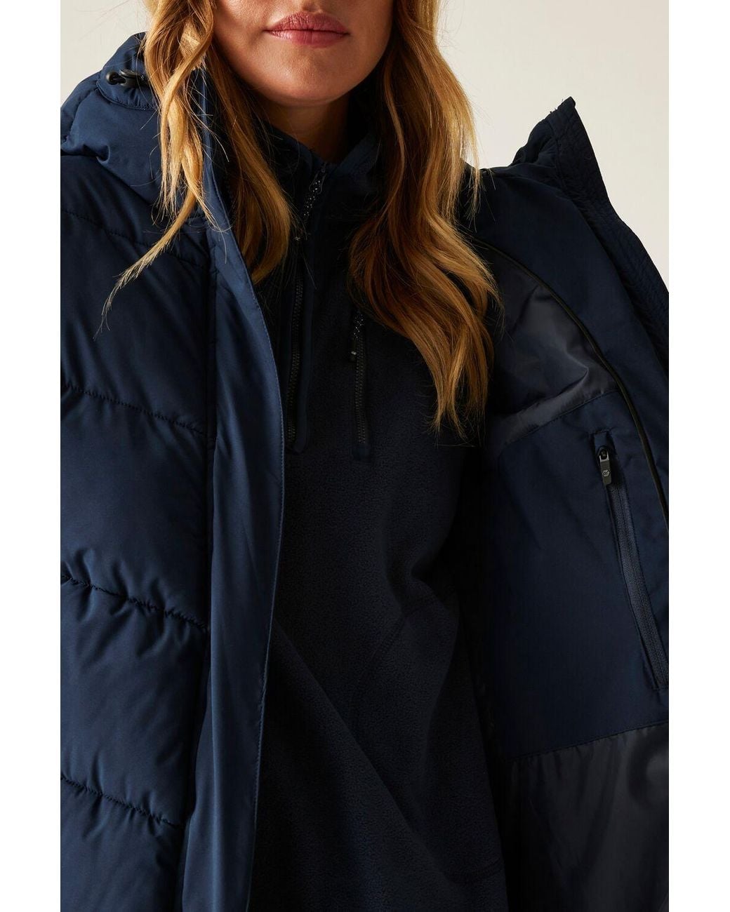 Regatta Blue Eloria Longline Hooded Insulating Quilted Jacket